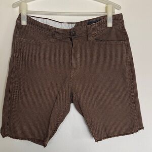 Volcom Men's Tan Checkered Flat Front Shorts